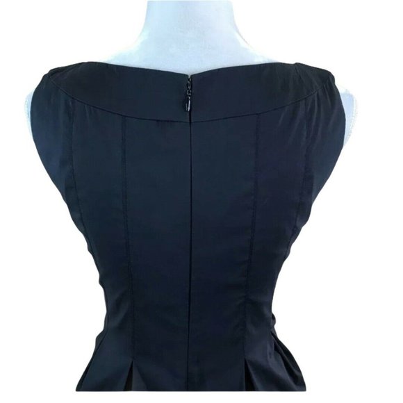 Maggy London Women's Ruffle Neck And Arm Dress With Waist Tie, Navy, 0 At Women's Clothing Store